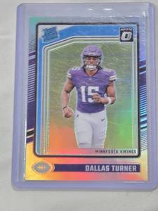 lot 91 image: Dallas Turner Rookie 2024 Panini Donruss Optic Silver Holo Prizm #224 - Minnesota Vikings Football Card