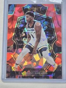 lot 93 image: Anthony Edwards 2022-23 Panini Select Cracked Ice Prizm #146 - Minnesota Timberwolves Basketball Card