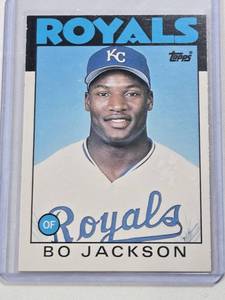 lot 96 image: Bo Jackson 1986 Topps Traded #50T - Kansas City Royals Baseball Card