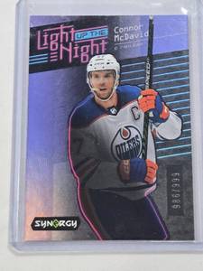 lot 97 image: Connor McDavid 2023-24 Synergy Light Up the Night Silver Foil Insert #LN-MC - Edmonton Oilers Hockey Card