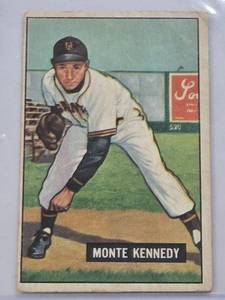 lot 114 image: Monte Kennedy 1951 Bowman #163 - New York Giants Vintage Baseball Card