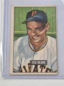 lot 119 image: Ted Beard 1951 Bowman #308 - Pittsburgh Pirates Vintage Baseball Card
