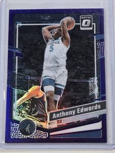 lot 123 image: Anthony Edwards 2023-24 Panini Donruss Optic Purple Prizm #59 - Minnesota Timberwolves Basketball Card