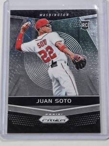 lot 125 image: Juan Soto Rookie 2018 Panini Prizm #14 - Washington Nationals Baseball Card