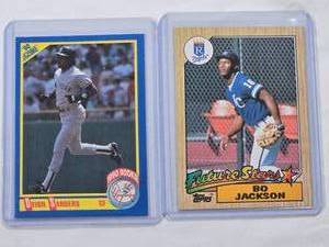 lot 127 image: Lot of 2 - Deion Sanders Baseball Rookie and Bo Jackson Baseball Rookie Future Stars