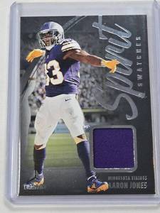 lot 139 image: Aaron Jones 2025 Panini Luminance Swatches #SSW-AJ10 - Minnesota Vikings Football Card