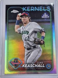 lot 140 image: Luke Keaschall Pro Debut 2024 Topps Chrome Refractor PDC-125 - Cedar Rapids Kernels Baseball Card
