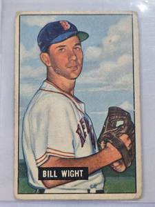 lot 142 image: Bill Wight 1951 Bowman #164 - Boston Red Sox Vintage Baseball Card