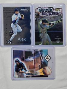 lot 145 image: Lot of 3 Alex Rodriguez Die Cut Baseball Cards featuring Pinnacle, Topps Power Brokers and Fleer