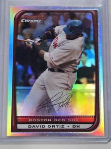 lot 155 image: David Ortiz 2008 Bowman Chrome Refractor #47 - Boston Red Sox Baseball Card