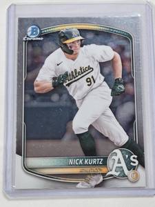 lot 165 image: Nick Kurtz Rookie 2025 Bowman Chrome #BCP-114 - Oakland Athletics Baseball Card