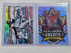 lot 169 image: Lot of 2 Ken Griffey Jr. Silver Foil Cards including Classic Swings and All-Star Game Greats