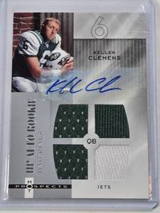 lot 176 image: Kellen Clemens Rookie Patch Auto 2006 Fleer Hot Prospects HP Auto Rookie Materials #203 and Numbered 489999 - New York Jets Football Card