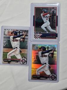 lot 180 image: Lot of 3 Royce Lewis Rookie Refractors - Bowman Chrome Refractor and 2017 USA Baseball Numbered 9209.
