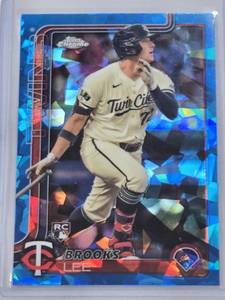 lot 182 image: Brooks Lee Rookie 2025 Topps Chrome Cracked Ice #234 - Minnesota Twins Baseball Card