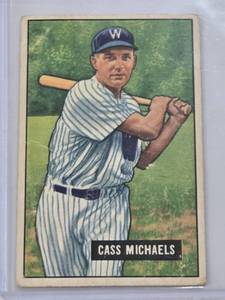 lot 184 image: Cass Michaels 1951 Bowman #132 - Washington Senators Vintage Baseball Card