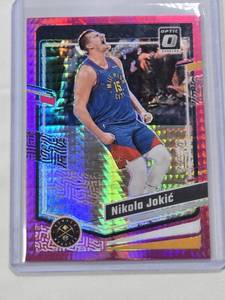 lot 192 image: Nikola Jokic 2022-23 Panini Donruss Optic Pink Refractor Prizm #19 - Denver Nuggets Basketball Card