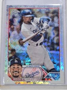 lot 193 image: Mookie Betts 2023 Topps Chrome Logoman Refractor #150 - Los Angeles Dodgers Baseball Card
