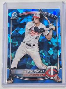 lot 194 image: Walker Jenkins Rookie 2025 Bowman Chrome Sapphire #BCP-1 - Minnesota Twins Baseball Card