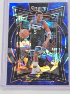 lot 201 image: Anthony Edwards 2024-25 Panini Select Blue Cracked Ice Prizm #23 - Minnesota Timberwolves Basketball Card