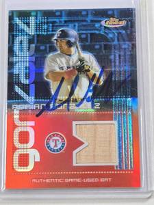 lot 210 image: Adrian Gonzalez Rookie Relic Auto 2004 Topps Finest Refractor FR-AG - Texas Rangers Baseball Card