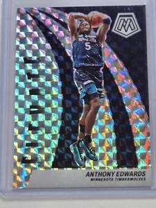 lot 213 image: Anthony Edwards 2023-24 Panini Mosaic Silver Prizm #19 - Minnesota Timberwolves Basketball Card