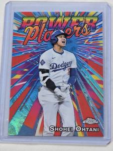 lot 214 image: Shohei Ohtani 2025 Topps Chrome Refractor Power Players Insert #PP-25 - Los Angeles Dodgers Baseball Card