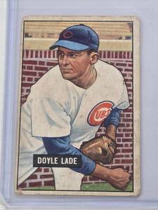 lot 217 image: Doyle Lade 1951 Bowman #139 - Chicago Cubs Vintage Baseball Card