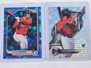 lot 229 image: Lot of 2 Rafael Devers Baseball Cards Including a Rooke and Sapphire