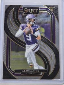 lot 243 image: J.J. McCarthy Rookie 2024 Panini Select Premier Level #134 - Minnesota Vikings Football Card