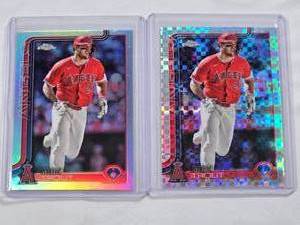 lot 246 image: Lot of 2 Mike Trout Refractor Baseball Cards one an X-Fractor - Los Angeles Angels