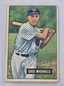 lot 247 image: Cass Michaels 1951 Bowman #132 - Washington Senators Vintage Baseball Card