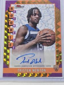 lot 256 image: Tristen Newton Rookie Auto 2024 Gold Topps Finest Refractor #RFA-TN and Numbered 3450 - Basketball Card