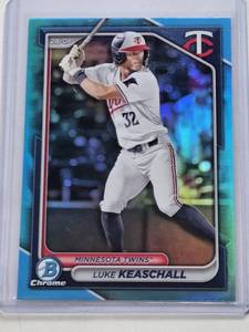 lot 265 image: Luke Keaschall Rookie 2024 Bowman Chrome Blue Refractor #BDC-82 - Minnesota Twins Baseball Card