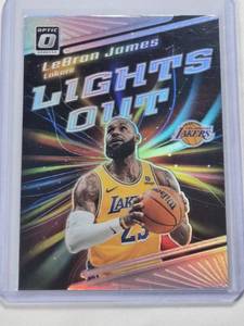 lot 267 image: LeBron James 2023-24 Panini Donruss Optic Lights Out Silver Holo Prizm Insert #10 - Los Angeles Lakers Basketball Card