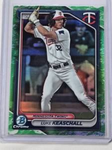 lot 279 image: Luke Keaschall Rookie 2024 Topps Bowman Green Refractor Chrome #BCP-122 - Minnesota Twins Baseball Card