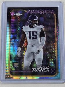 lot 292 image: Dallas Turner Rookie 2024 Topps Chrome Refractor #221 - Minnesota Football Card