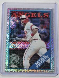 lot 296 image: Mike Trout 2023 Topps Chrome Mojo Refractor T88C-77 - Los Angeles Angels Baseball Card