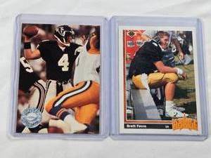 lot 310 image: Lot of 2 Brett Favre Rookie Cards including Pro Set Platinum and Upper Deck Star Rookie