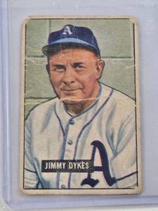 lot 316 image: Jimmy Dykes 1951 Bowman #226 - Philadelphia Athletics Vintage Baseball Card