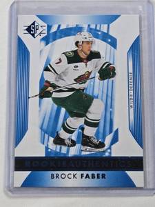 lot 318 image: Brock Faber Rookie 2023-24 Upper Deck Blue SP #128 - Minnesota Wild Hockey Card