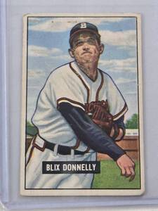 lot 320 image: Blix Donnelly 1951 Bowman #208 - Boston Braves Vintage Baseball Card