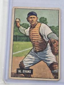 lot 322 image: Al Evans 1951 Bowman #38 - Boston Red Sox Vintage Baseball Card