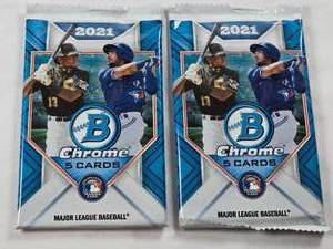lot 329 image: Lot of 2 Unopened Packs of 2021 Bowman Chrome Baseball