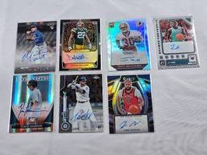 lot 332 image: Lot of 7 - Miles Mastrobuoni Auto, Dexter Williams Auto 62150, Trey Williams Auto 202300, JT Thor Auto, Travis Harrison Auto, Tim Lopes Auto, and Larry Nance Jr. Auto