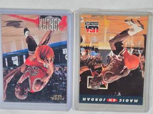 lot 336 image: Lot of 2 Michael Jordan Basketball Cards Including 1992 SkyBox and 96-97 Fleer Cards