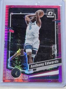 lot 343 image: Anthony Edwards 2023-24 Panini Donruss Optic Prizm Pink #59 - Minnesota Timberwolves Basketball Card
