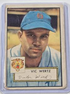 lot 345 image: Vic Wertz 1952 Topps #244 - Detroit Tigers Vintage Baseball Card