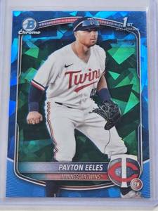 lot 350 image: Payton Eeles Rookie 2025 1st Bowman Chrome Sapphire #BCP-78 - Minnesota Twins Baseball Card