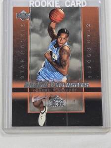 lot 352 image: Carmelo Anthony Rookie 2003-04 Upper Deck Rookie Exclusives #3 - Denver Nuggets Basketball Card